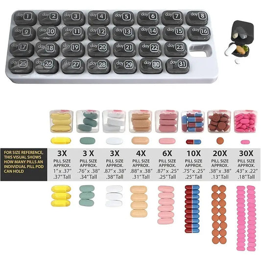 Deluxe 31-Day Pill Organizer - Thick, Durable PP Material