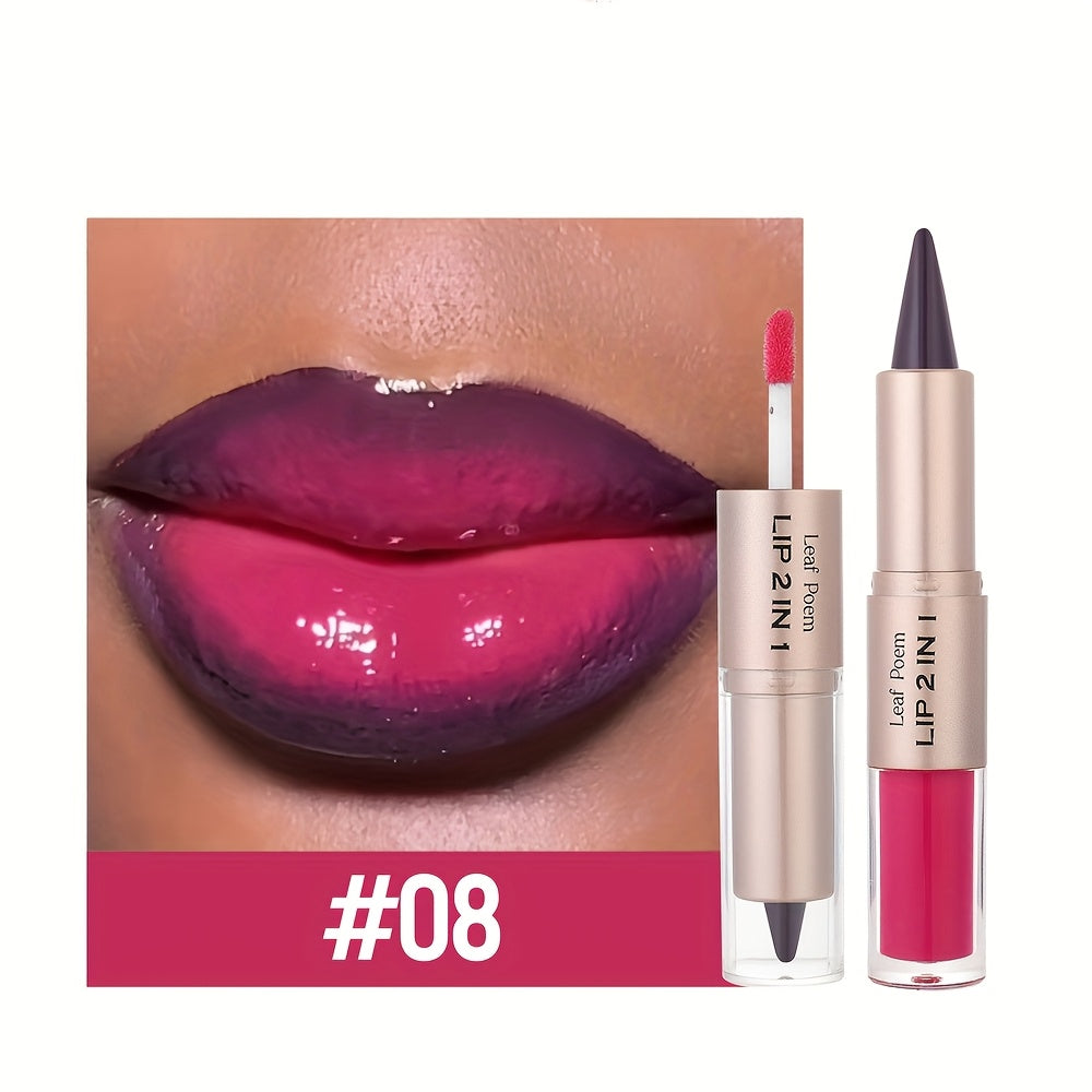 Double-Ended Lip Gloss with Matte Lip Line and Mirror Finish