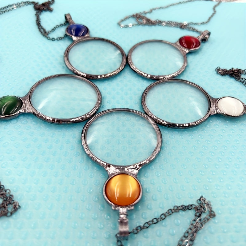 Magnifier Round Reading Magnifying Glass Lens Pendant Chain Necklace