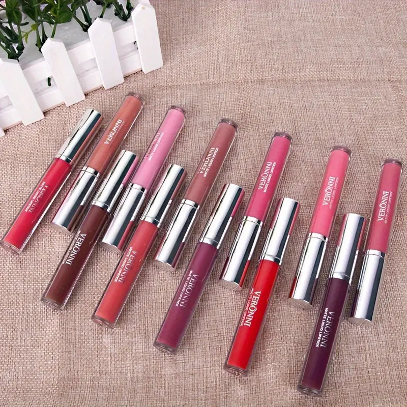 VERONNI 12pcs Long-Lasting Matte Lip Glaze Set