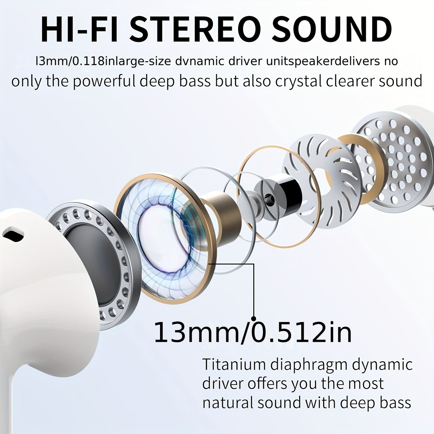 Wireless Earphones,Earphones with Noise Cancelling Microphone And LED Display Screen