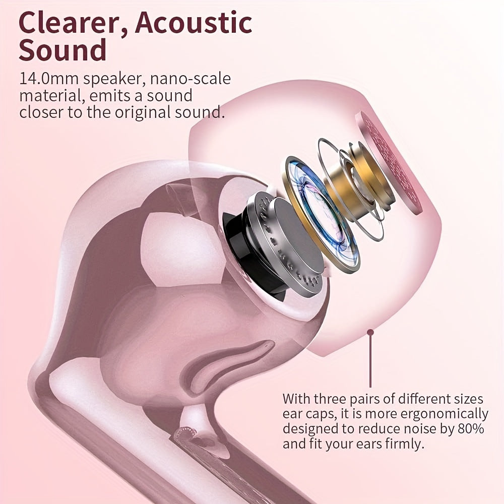 Wireless Earphones,Earphones with Noise Cancelling Microphone And LED Display Screen