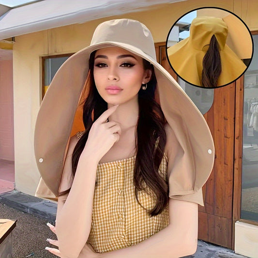 Summer Sun Hat - Foldable Wide Brim Summer Beach Cap