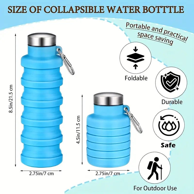 Collapsible Silicone Water Bottle with Carabiner