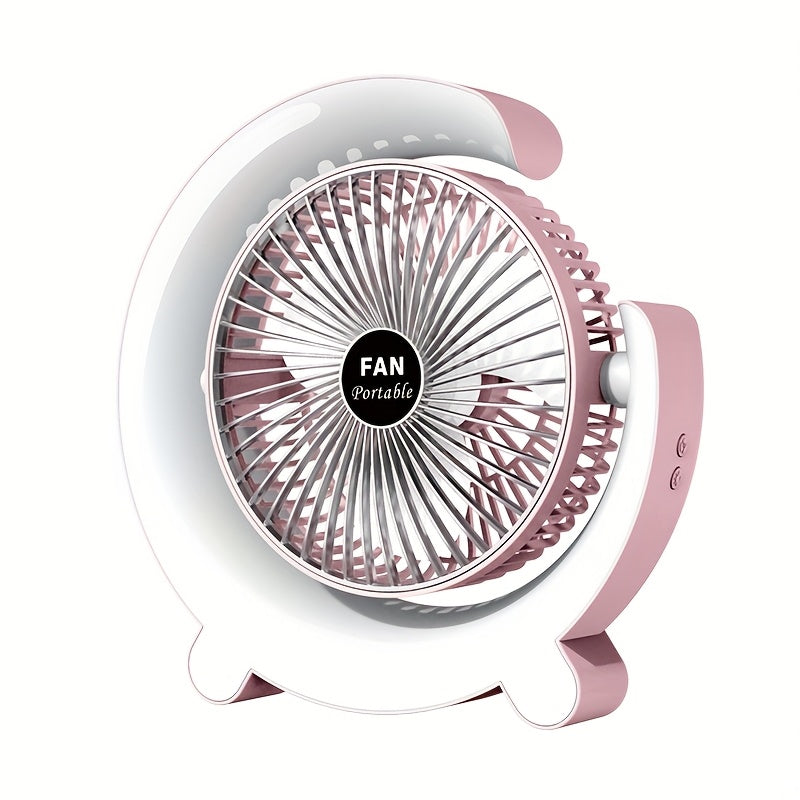 USB Desk Fan with LED Lighting - Quiet Portable Desktop Cooler