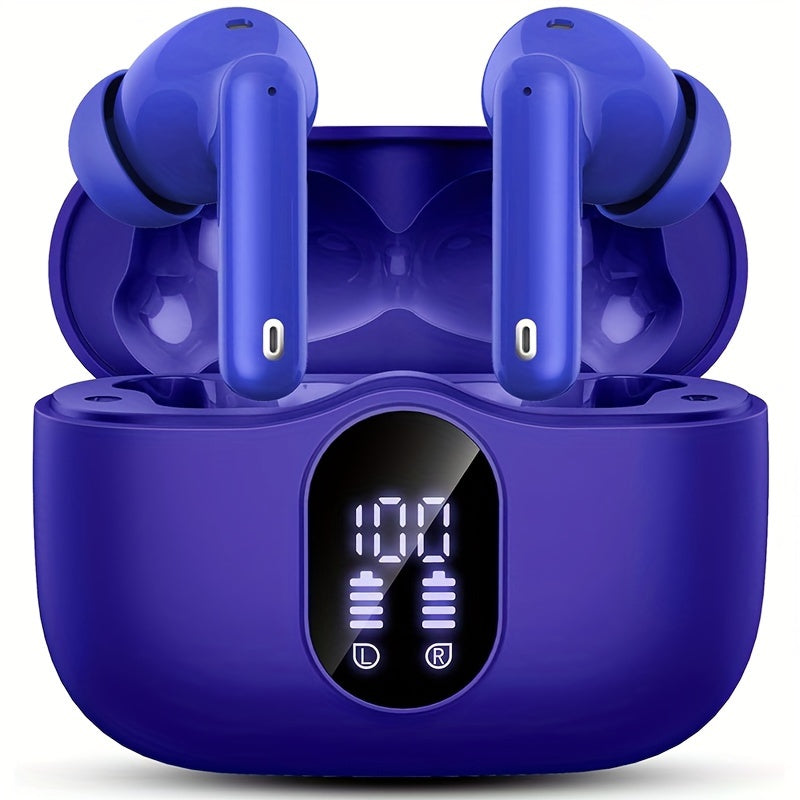 Wireless Earphones,Earphones with Noise Cancelling Microphone And LED Display Screen