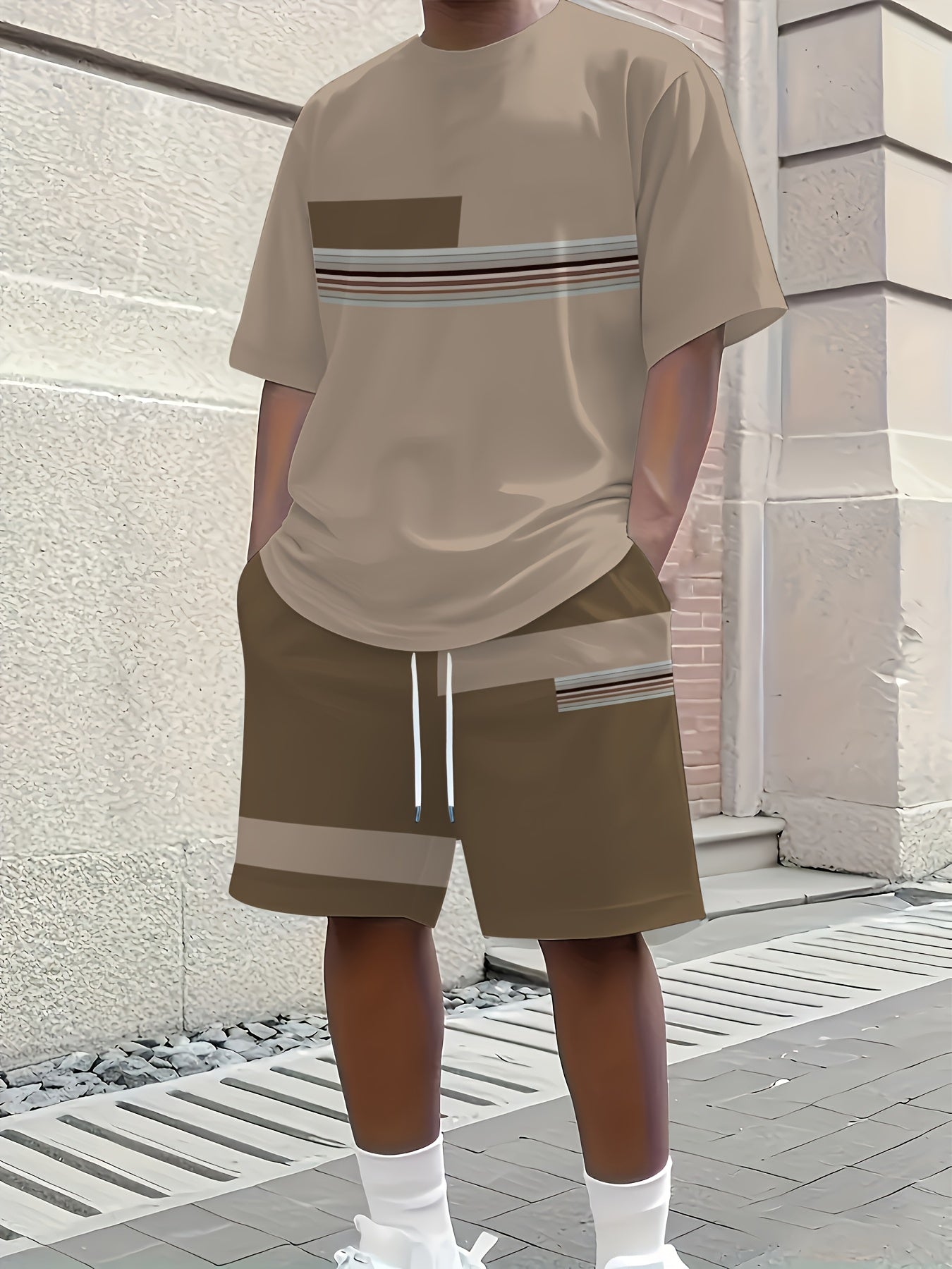 Men's Casual 3D Print T-Shirt & Shorts Set